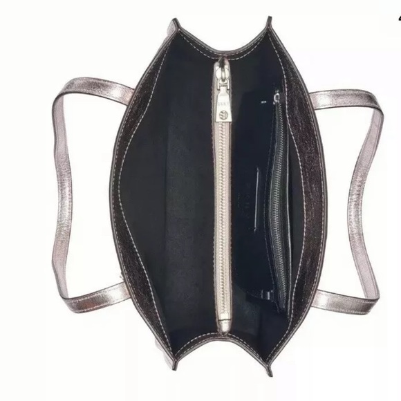 DKNY COMMUTER MEDIUM METALLIC LEATHER TOTE NWOT - Picture 8 of 10